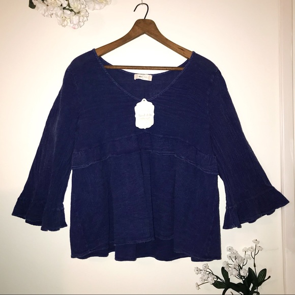 Altar'd State Tops - NWT Altar’d State Deep Blue loose Top long sleeve